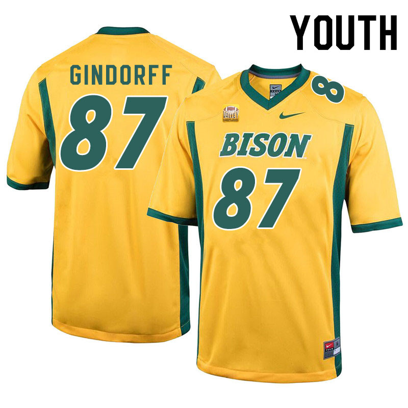 Youth #87 Noah Gindorff North Dakota State Bison College Football Jerseys Sale-Yellow - Click Image to Close